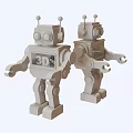 Vintage Electric Robot Toys With Red Yellow Accents And Transparent Windows