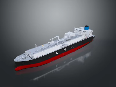 LNG Carrier Ship With White Hull Red Bottom And Deck Facilities For Gas Transport 3d model