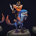 Modern game character small monster shark monster 3d model