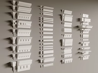 Various Decorative Gypsum Cornice Styles Featuring Architectural Details for Interior Design 3d model