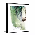 Watercolor Plant Painting Featuring Green Palm Leaf On White Abstract Background