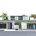 Modern Entrance Gate Architectural Design With Green Plants And Glass Elements