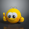 Cute Yellow Emoji Plush Toy With Thumbs Up Smiling Face Soft Texture For Home Decor