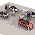 Modern Car Showroom Interior With Multiple Vehicles Charging Stations And Seats
