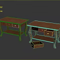 Classic Wooden Side Tables With Drawers Shelves And Open Drawer Design Detail