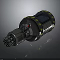 Metallic Military Weapon With Black Yellow Stripes And Multiple Launch Ports