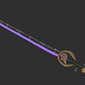 Ornate Sword With Purple Blade Golden Hilt And Circular Ornament