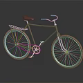 Vintage Bicycle With Brown Frame White Handlebars Rear Rack And White Rims