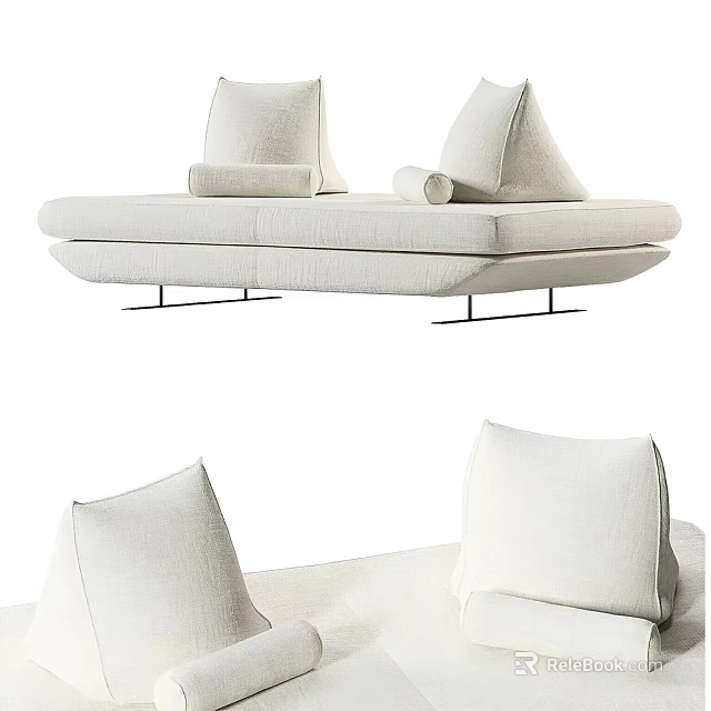 Modern Multifunctional Sofa Bed With Comfortable Upholstered Cushions And Sleek Frame 3d model