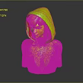 Blonde Female Character Wearing White Hood And Spider Pattern Bodysuit Against Gray Background