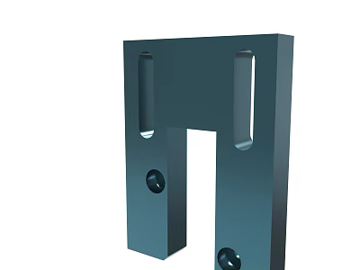 Blue Metal Mechanical Bracket With Vertical Slots And Circular Bolt Holes 3d model