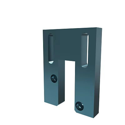 Blue Metal Mechanical Bracket With Vertical Slots And Circular Bolt Holes 3d model