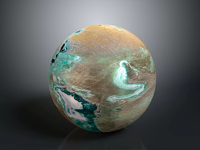 Colorful Planet Surface With Textured Terrain Glowing Blue Regions And Icy Patches 3d model