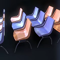 Colorful Outdoor Chairs with Blue and Orange Modern Minimalist Design and Metal Frames