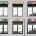 Colorful Striped Window Awnings in Green Beige Red for Outdoor Use