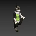 Anthropomorphic Wolf Game Character With Pointed Ears Yellow Eyes And Muscular Green Body