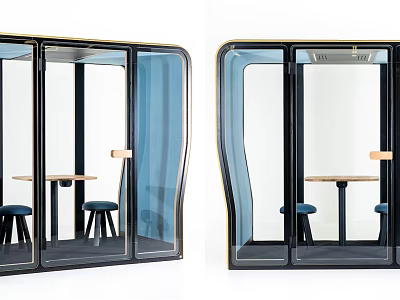 Modern Public Facility With Glass Enclosure And Seating 3d model