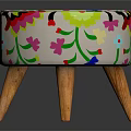 Colorful Floral Pattern Sofa Stool With Wooden Legs For Home Decor