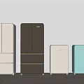 Modern Home Refrigerators Freezers In White Dark Brown Light Blue Three Door Compact Styles