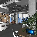 Modern Public Office Space Interior With Circular Reception Desk And Green Plants