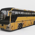 Old Rusty Yellow Bus Exterior With Worn Paint And Large Windows 3d model