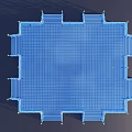 Blue Stage Structure With Fenced Railings Staircases And Grid Floor Design