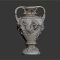 Intricately Carved Ceramic Sculpture Vase With Grape And Leaf Designs