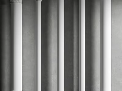 Sleek Modern White Roman Columns Arrangement With Gray Wall And Shadow Effects 3d model