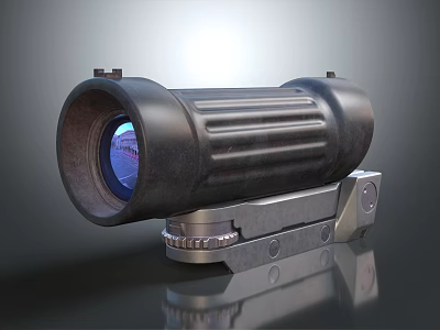 Commercial Black Scope Equipment With Optical Lens Adjustable Metal Base And Cylindrical Design 3d model