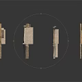 Building Models With Light Colored Stone And Wooden Structures Windows Doors Arranged In Staggered Layout