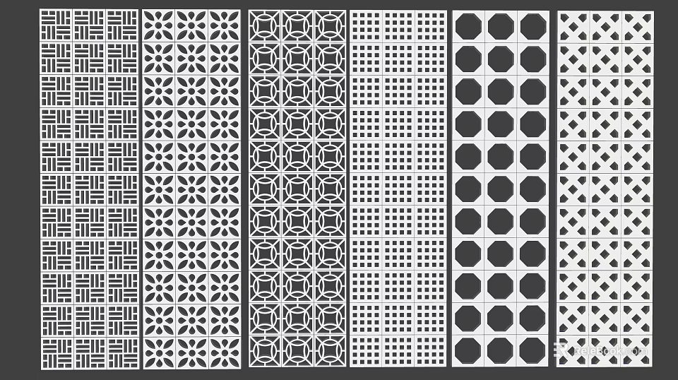 Decorative Room Dividers With Various Geometric Patterns And Intricate Designs 3d model 