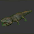 Detailed 3D Lizard Model With Open Mouth Sharp Teeth And Colorful Skin On Gray Background