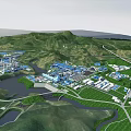 Industrial Equipment In Mountainous Industrial Park With Modern Manufacturing Facilities
