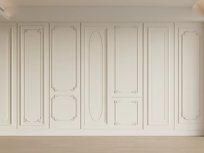 Classic White Paneled Wainscoting Design With Decorative Moldings For Interior Walls 3d model