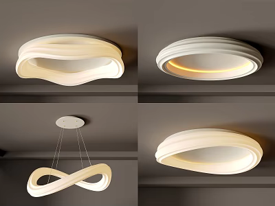 Modern Stylish Ceiling Lights with Curved Designs and Soft Warm Glow for Home 3d model