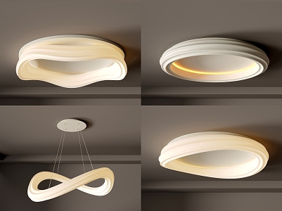 Modern Ceiling Lamp Simple Atmospheric High-end Living Room Lamp Cream Bedroom Lamp Round Geometric Lamp Combination 3d model