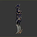 Futuristic Sci Fi Mechanical Armor 3D Model In Blue White With Gold Accents