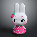 Cute White Rabbit Doll With Strawberry Head Decoration Pink Cheeks And Polka Dot Dress