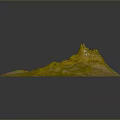Yellow Green Terrain Model With Small Hill And Textured Surface