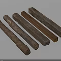Various Textured Wooden and Stone Pillars with Natural Surface Patterns 3d model
