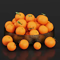 Fresh Oranges With Green Leaves In A Decorative Bowl On