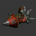 Red Metallic Spacecraft Component For Astronautical Exploration With Mechanical Thrusters And Tools 3d model