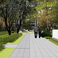 Outdoor Garden Landscape Design With Children's Playground Blue Ground Climbing Nets And Trees