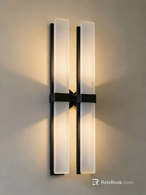 Modern Black Frame Wall Sconce With Glass Shade And Soft Lighting 3d model 
