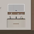 Modern Bathroom Vanity Cabinet With Wall Mounted Design Storage Countertop And Toiletries