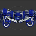 Standing Blue Robot 3D Model With Detailed Mechanical Parts And Shiny Exterior