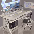 Modern Gaming Desk with RGB Lighting Monitor Keyboard Mouse and Speakers Ergonomic Chair