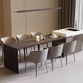 Modern Dining Table and Chair Combination Dining Chair Dining Table Chandelier 3d model