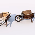 Vintage Wooden Wheelbarrows With Classic Design And Rustic Wooden Wheels