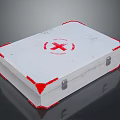 White Industrial Equipment Storage Case With Red Edges And X Symbol Metal Latches